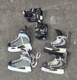 Nike Ignite and CCM Powerline 500 Ice Skates with CCM Hockey Gloves