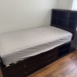 Twin Size Bed With Storage And Desk