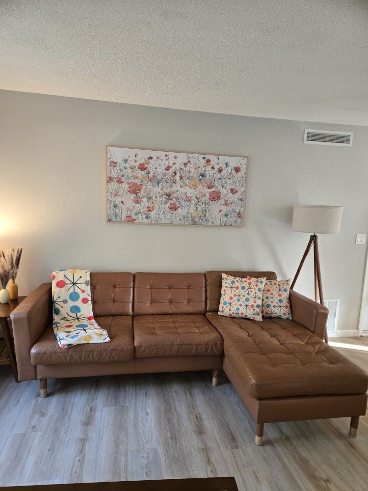 Leather couch with chaise