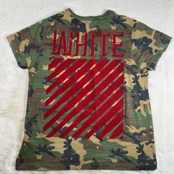Off-White All Over Red Short Sleeve Camouflage Green T-Shirt Mens M