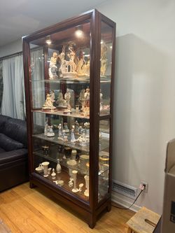 Hardwood Sliding Door Glass Display Curio