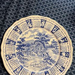 Blue Fine China Calendar Plate