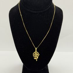 Real 18K Gold Flower Necklace