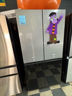 French Door Refrigerator Gray Glass Finish