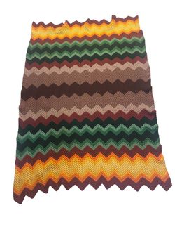 Handmade Crochet Chevron Afghan Throw Blanket