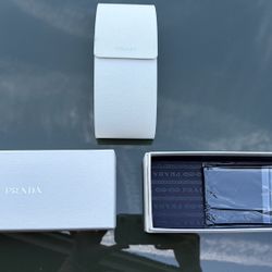 Prada White Sunglasses Case with Original Box and Cleaning Cloth