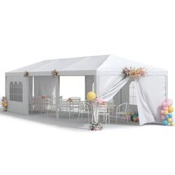 10 ft. x 30 ft. White Outdoor Gazebo Wedding Party Tent with Removable Sidewalls$70