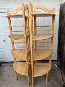 Solid Wooden Corner Shelf (x2)