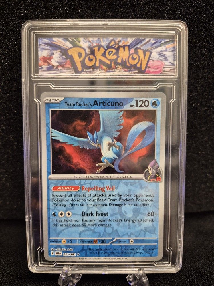 POKEMON 4 Qty Cards / 2025 TCG TEAM ROCKETS ARTICUNO RARE HOLO 051/182 HP 120 Dark