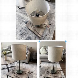 A glass Table Lamp - Clear Bronze Finish. 