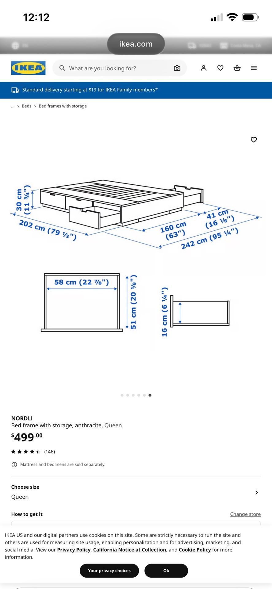IKEA Bed Frame With Storage NORDLI
