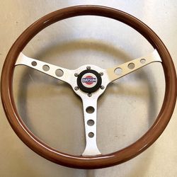 Wood Steering Wheel 380mm w/ Datsun Hub Adapter & Horn Button (Momo 510 Nardi 240z Personal 620 Sparco 280z OMP Raid Renown Roadster 280zx Sunny JDM)