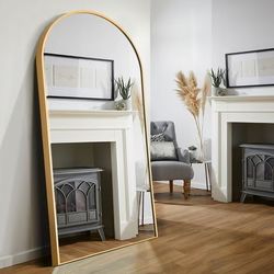 71x32in Arched Full Length Mirror Standing Hanging or Leaning Against Wall, Oversized Large Bedroom