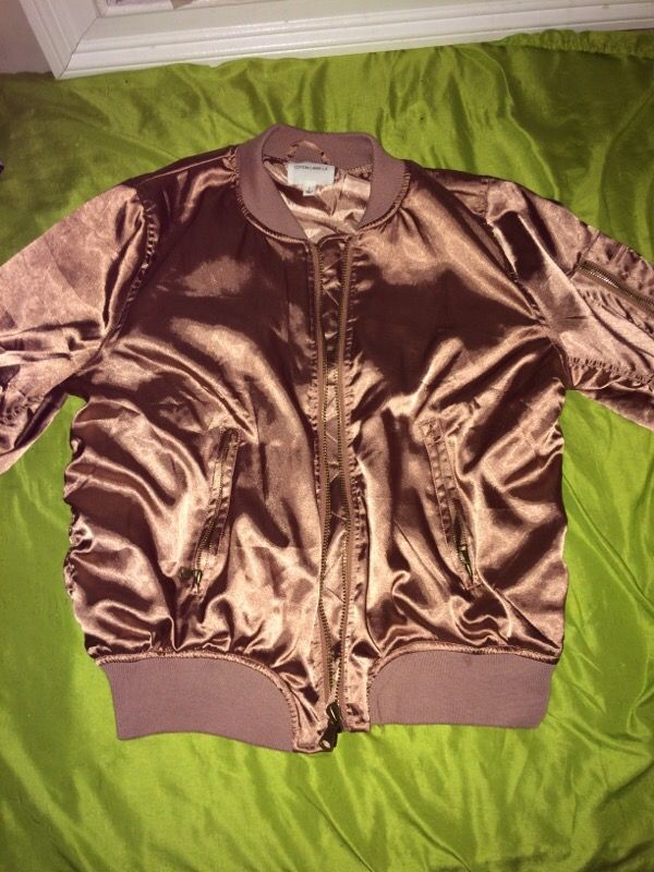 Rose gold bomber jacket