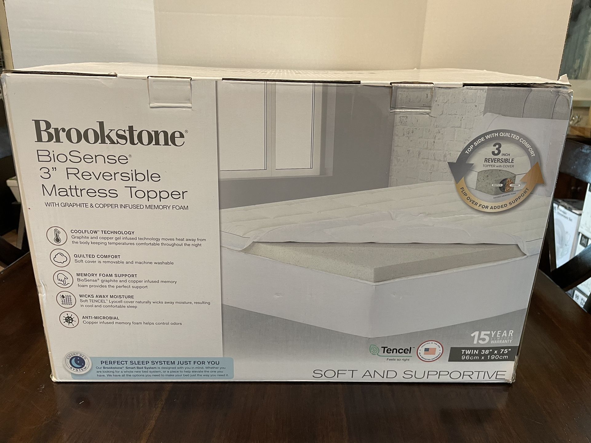 Mattress Twin topper Brookstone Biosence 3” Reversible Brand new Retails$200 asking $100
