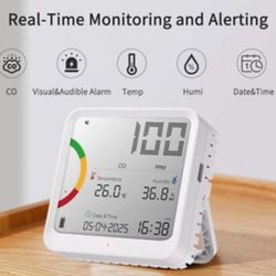 Brand New Air Quality Monitor Indoor with 7AQI & Alerts, Air Quality Meter for CO2, TVOC, PM1.0 PM2.5 PM10, HCHO, Temperature,  Humidity | AQI, Date &