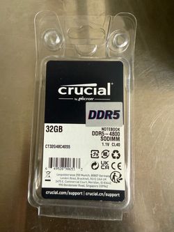 Crucial 32GB DDR5 4800 Laptop RAM (SODIMM) – Like New, Original Package