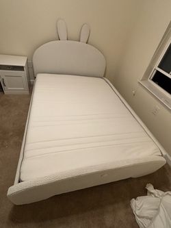 Kids Bunny Upholstered Twin Bed Frame