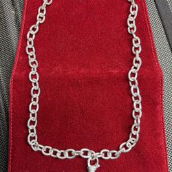 Judith Ripka Sterling Silver Heart Lock Key Charm Necklace