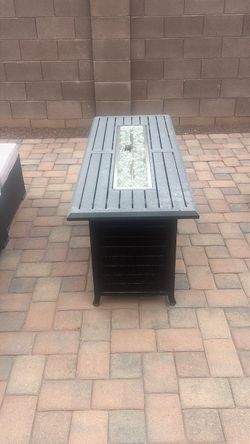 Patio couch with fireplace center piece (Price Firm)