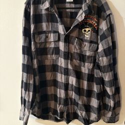 Disney Parks Trick or Treat Happy Halloween Black Plaid Flannel Shirt Long PICK