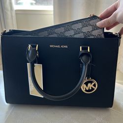 Michael Kors Charlotte Medium 2-1 Saffiano Leather and Logo Tote Bag