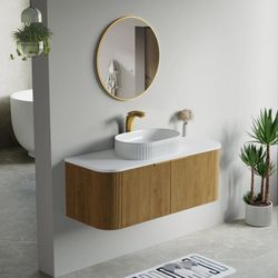Floating Bathroom Vanity Oak Finish 46”