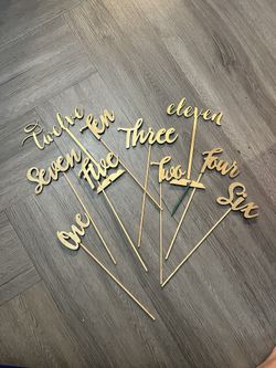 Wedding Table Numbers -Gold 1-15