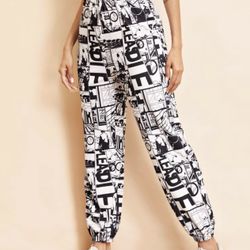 SHEIN Pop Art Print High Rise Joggers