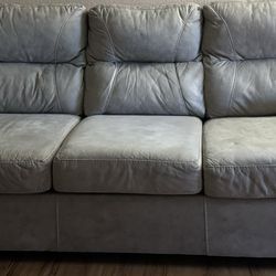 Gray Faux Leather Sofa