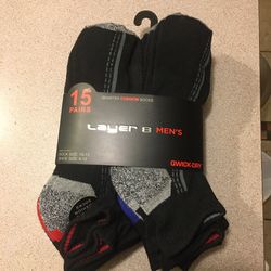 NWT Layer 8 Men’s Quarter Cushion Socks 15 Pairs