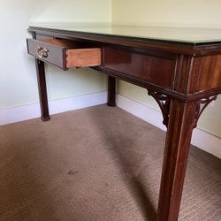 Desk Solid Wood With Glass Top