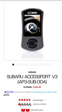 The COBB Tuning Accessport V3 (AP3-SUB-004) is designed for 2015-2021 USDM