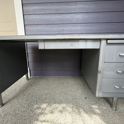Metal Steelcase Desk & Chair