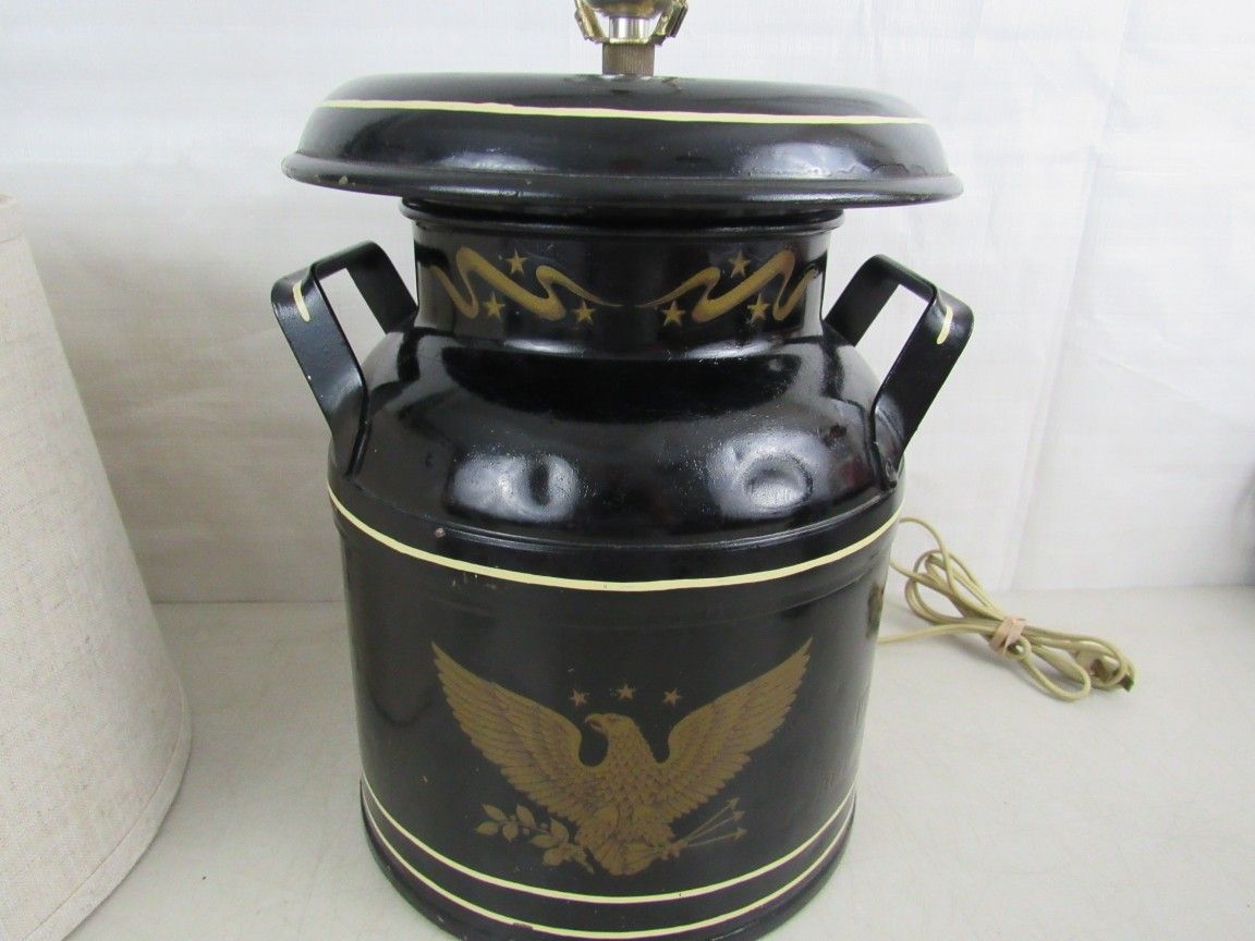 Vintage Read's Drug 8 Qt Milk Container Converted Electric Table Lamp