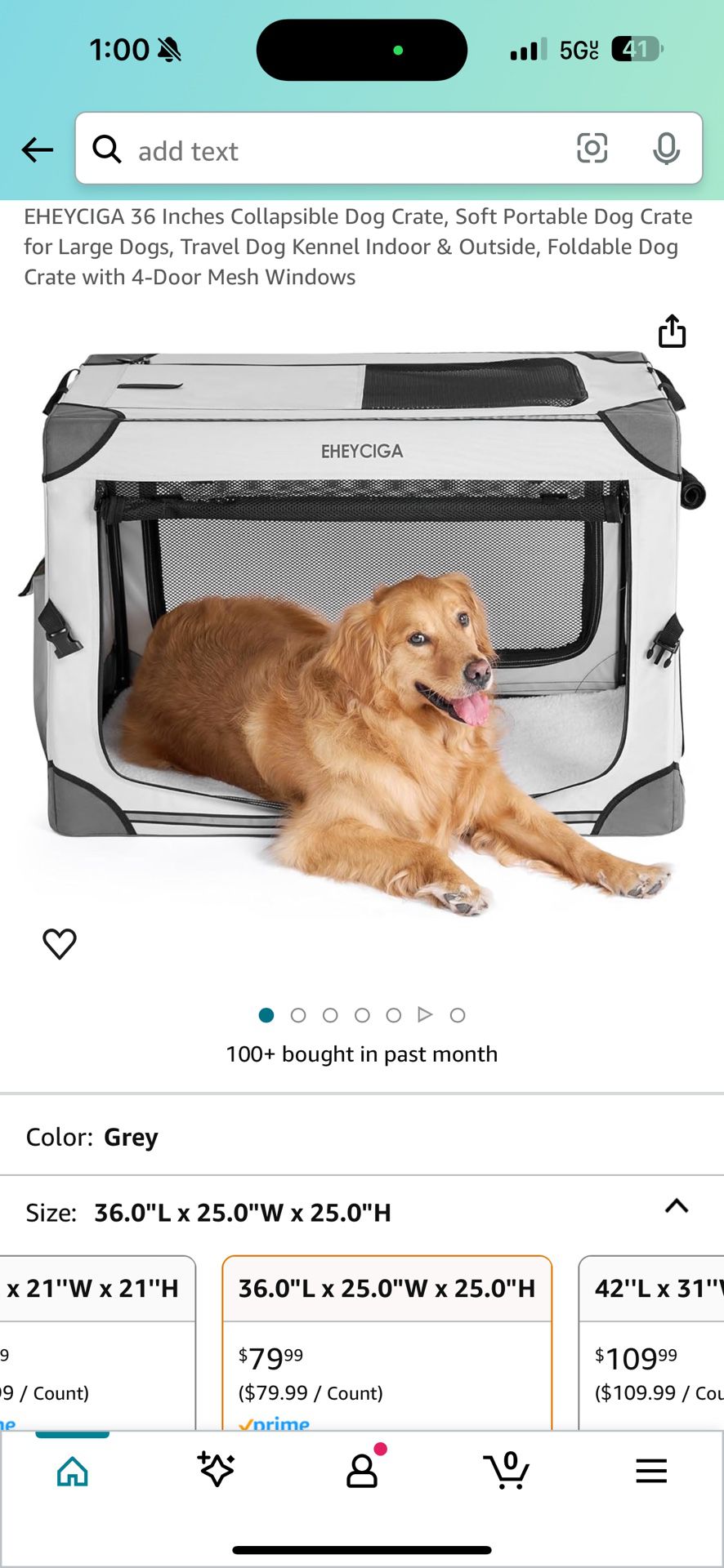 Large Dog Collapsing Dog Crate 