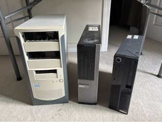 Intel, Dell, ThinkCentre PC Towers w 6x RAM, Power Supply, Parts
