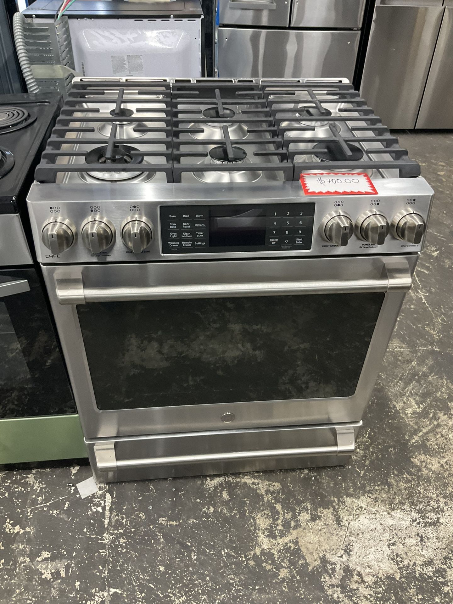 GE Cafe 30in Gas stove with convection Oven 6 Burners In stainless Steel