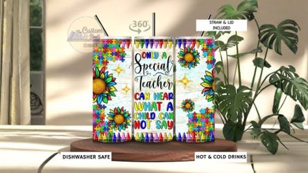 autism Teacher Awareness 20 Oz Stainless Steel Tumbler (READ DESCRIPTION)