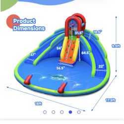 Gymax Inflatable Waterslide Wet and Dry Bounce House w/Upgraded Handrail and 780W Blower