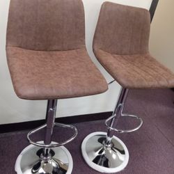 Brown Adjustable Bar Stools