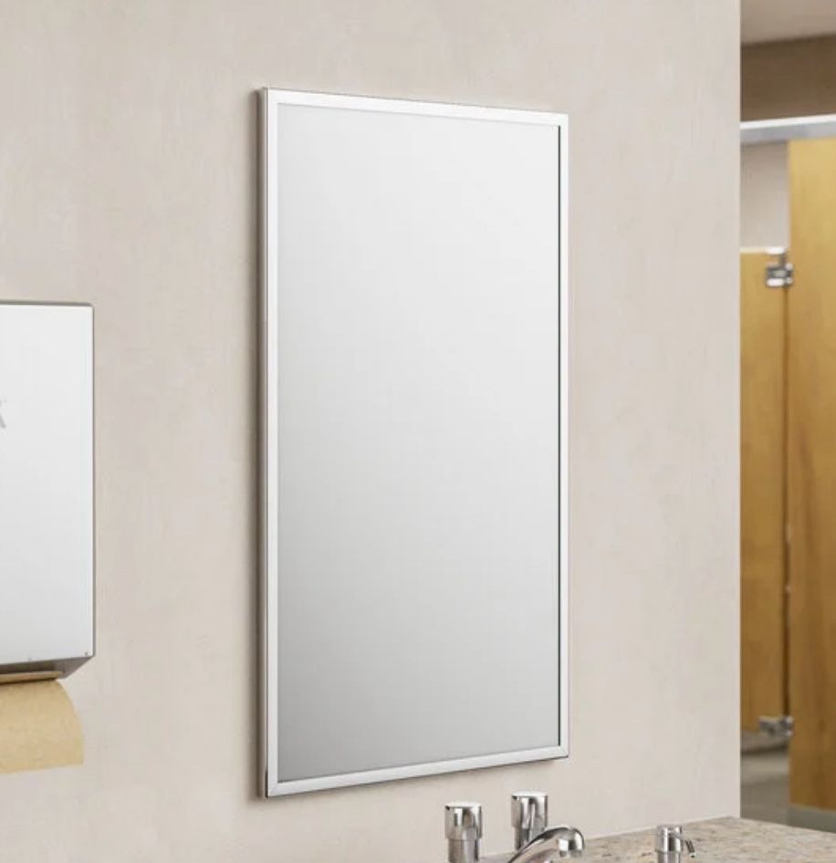 18" x 30" plate glass mirror with stainless steel Chan-Lok frame