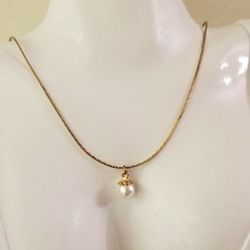 Pearl Solitaire Gold Tone Pendant