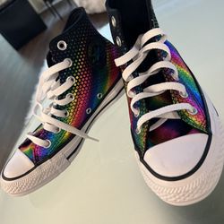 Converse womens chuck taylor all star rainbow foil print hi top sneakers Size 6