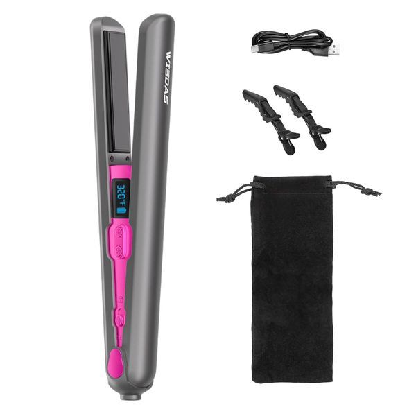 Wireless Hair Straightener and Curling Irons Ceramic Plate Diamond Grade Negative ions Flat Iron Hair Straightener Reduces frizz Smoother More Shiny(G