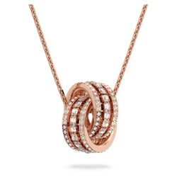 Swarovski Further Pave' Rose Gold Plated Interlocking Loop Pendant  Necklace
