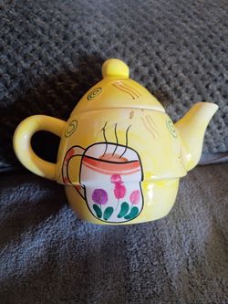 Hand Painted Ceramic Teapot with Lid