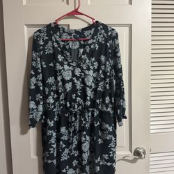 Womens Gap Black And Gray Floral Long Sleeve Size XXL
