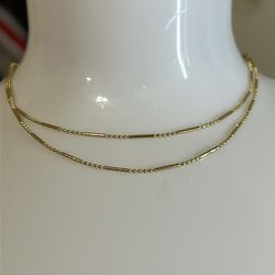 K18 Gold Bamboo Necklace – Adjustable 16–18”
