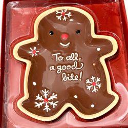 Hallmark Ceramic Christmas Gingerbread Man Cookie Dish Plate To All a Good Bite